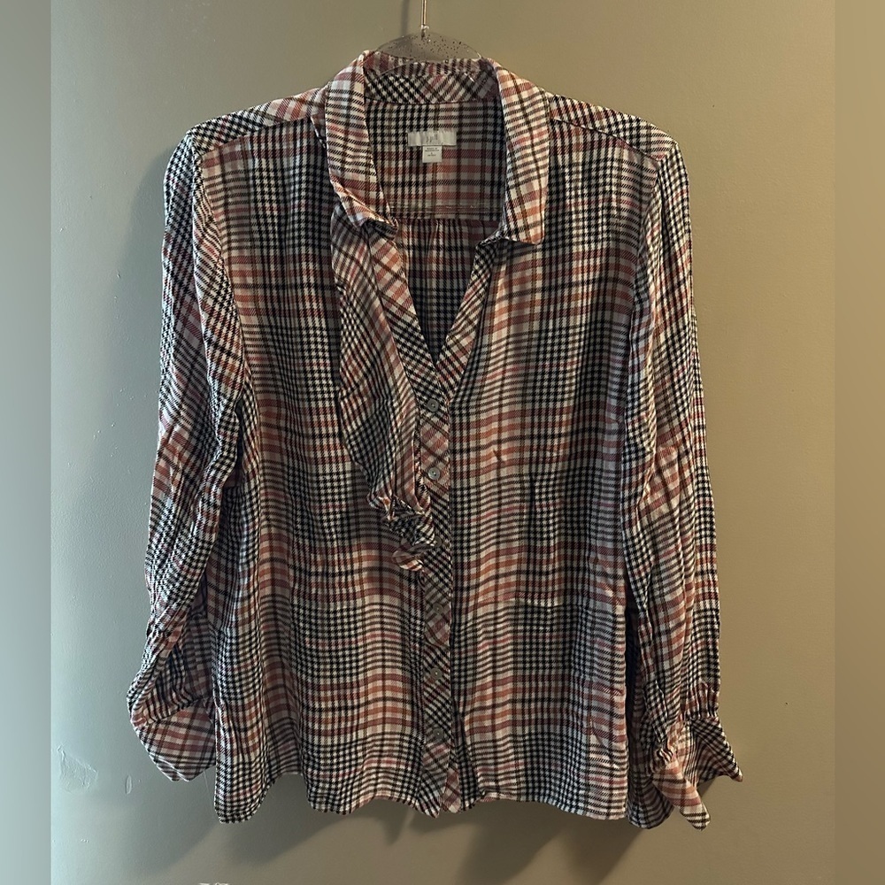 J Jill Plaid Top | Large petite